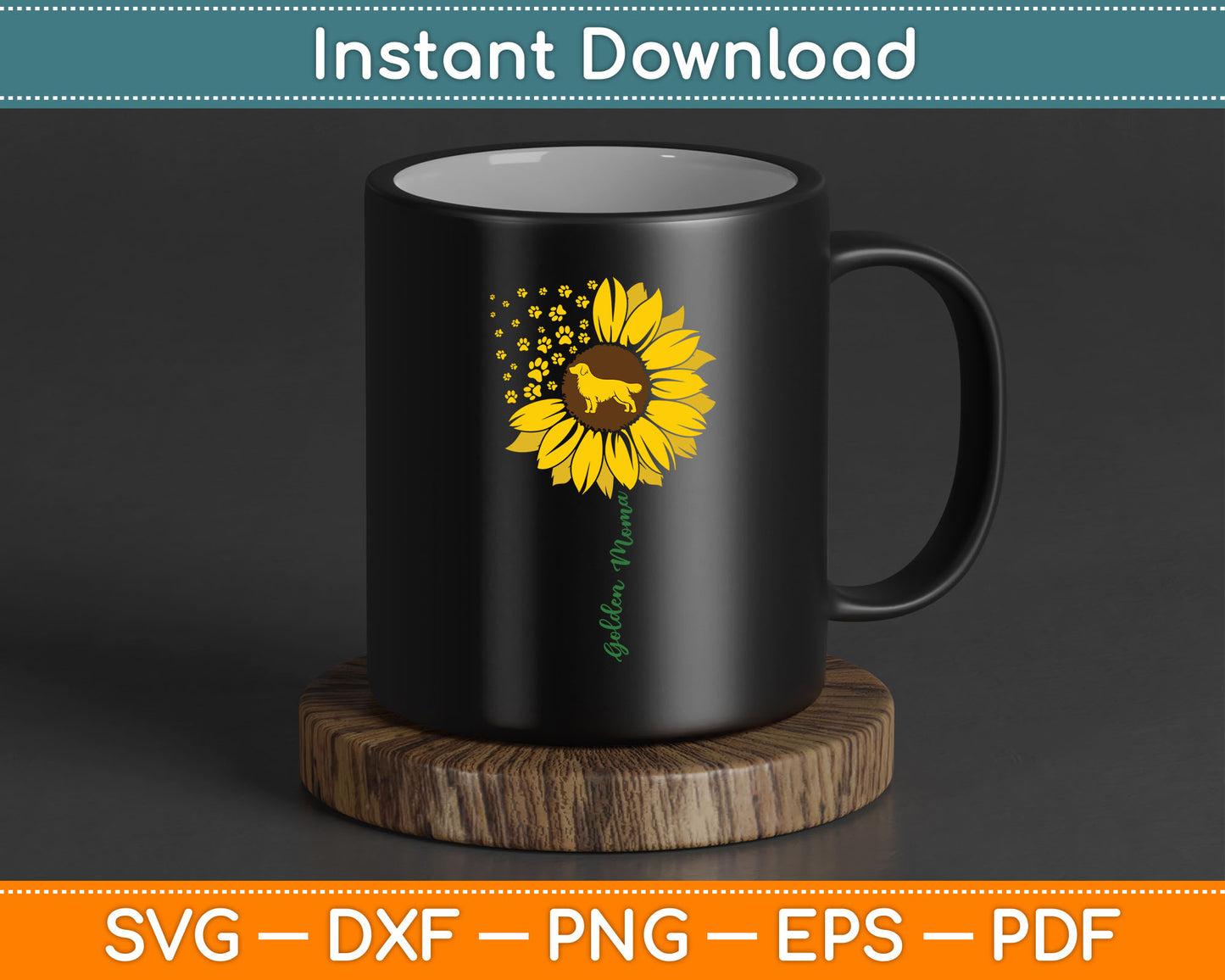 Golden Moma Sunflower Golden Retriever Lover Gifts Dog Mama SVG Cutting File