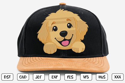 Golden Retriever Embroidery Design, Cute Dog Machine Embroidery Pattern, Adorable Puppy Face Embroidery Design