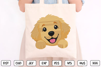 Golden Retriever Embroidery Design, Cute Dog Machine Embroidery Pattern, Adorable Puppy Face Embroidery Design