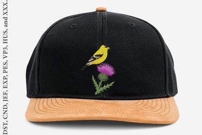 Goldfinch Bird Embroidery Design – Beautiful Goldfinch Machine Embroidery Pattern, Elegant Bird & Nature Embroidery Design