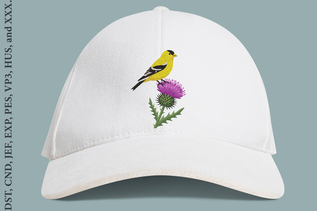 Goldfinch Bird Embroidery Design – Beautiful Goldfinch Machine Embroidery Pattern, Elegant Bird & Nature Embroidery Design