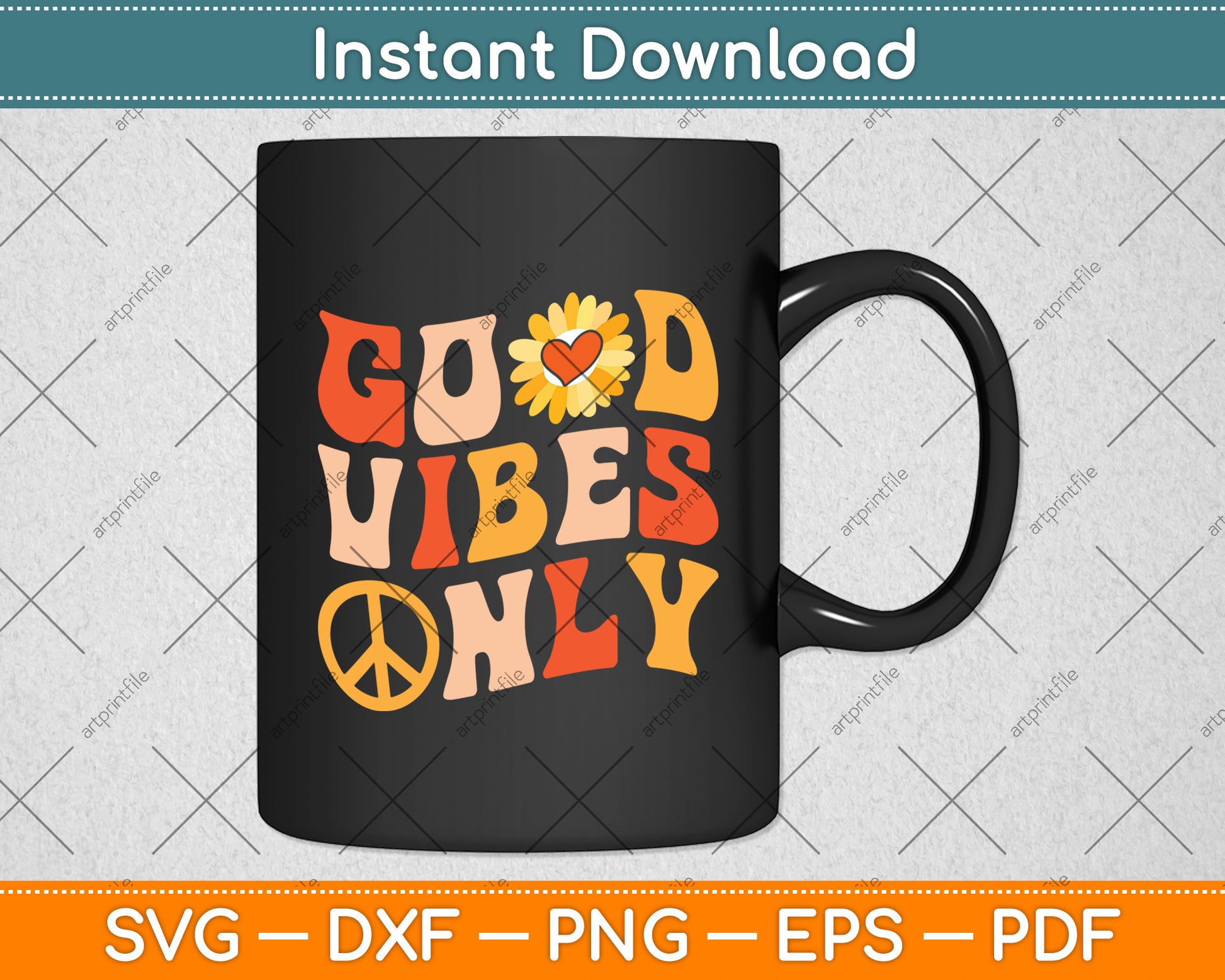 Good Vibes Only Peace Love Svg Png Dxf Digital Cutting File