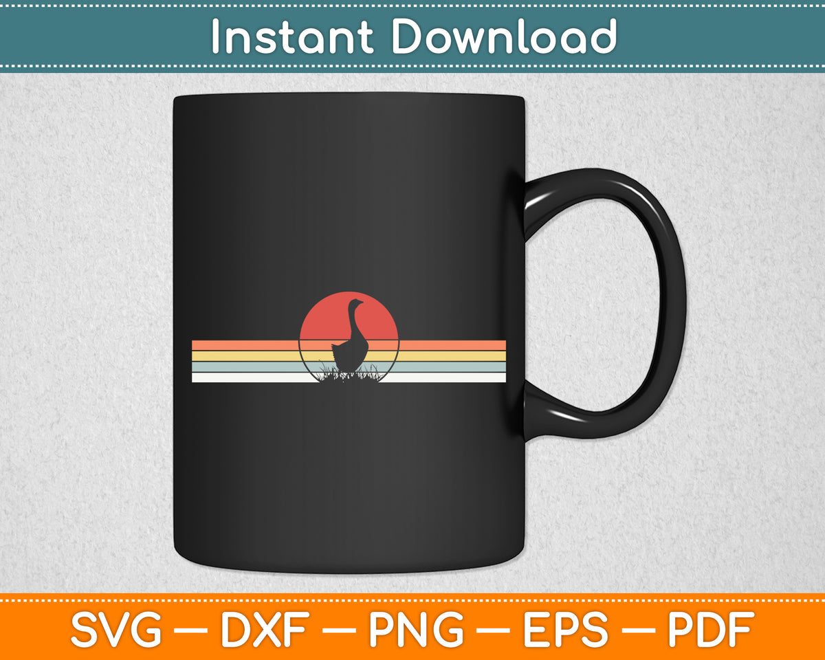 Goose Sunset Vintage Retro Svg Png Dxf Digital Cutting File
