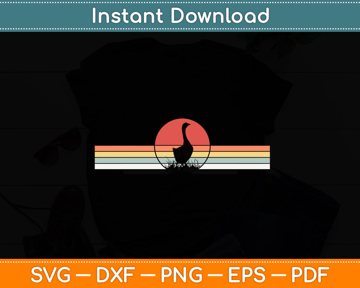 Goose Sunset Vintage Retro Svg Png Dxf Digital Cutting File