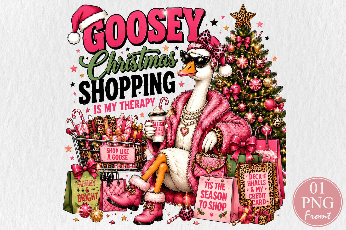 Goosey Christmas Shopping PNG Funny Goose Holiday Design
