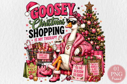 Goosey Christmas Shopping PNG Funny Goose Holiday Design
