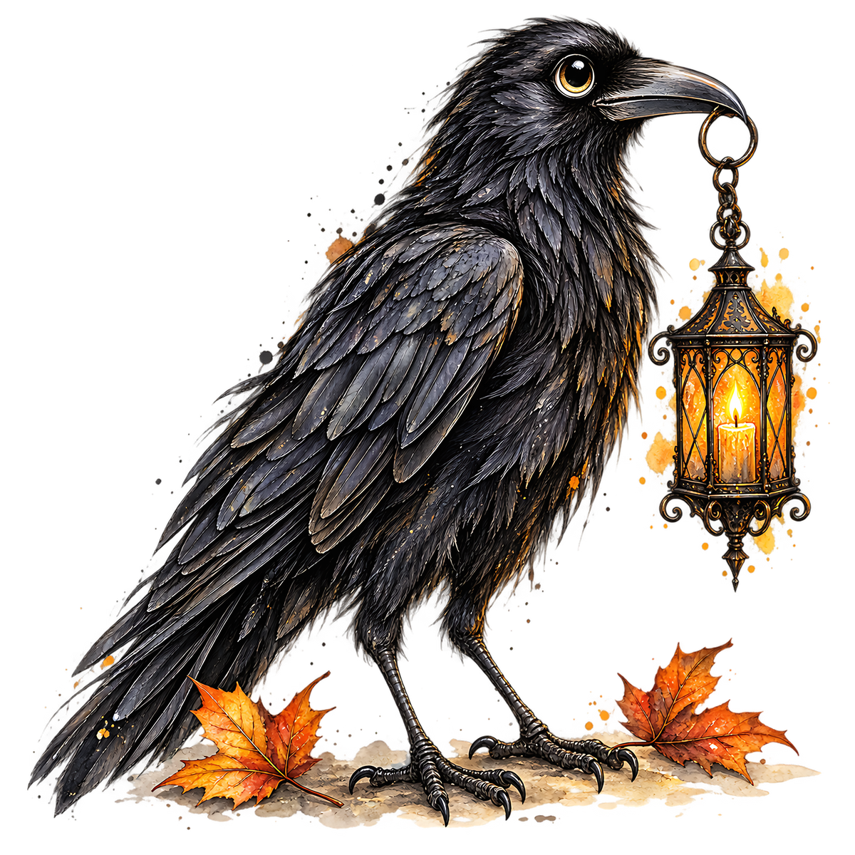 Gothic Crow Lantern Halloween PNG Clipart