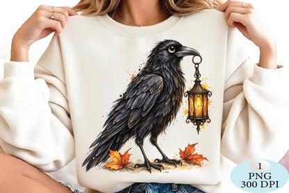 Gothic Crow Lantern Halloween PNG Clipart