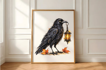 Gothic Crow Lantern Halloween PNG Clipart