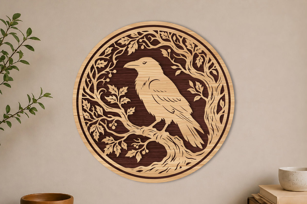 Gothic Crow Tree Laser Cut SVG