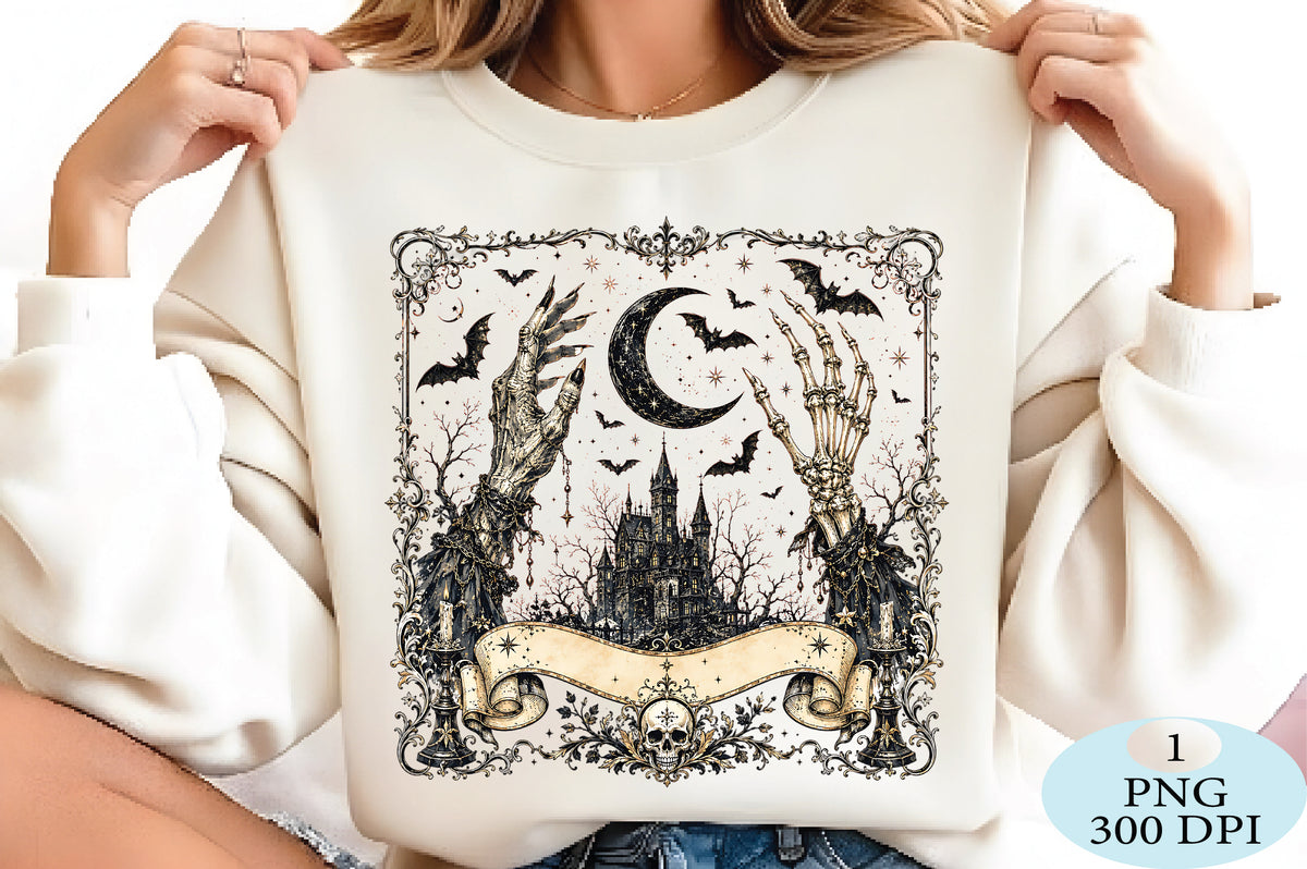 Gothic Halloween Skeleton Castle Dark PNG