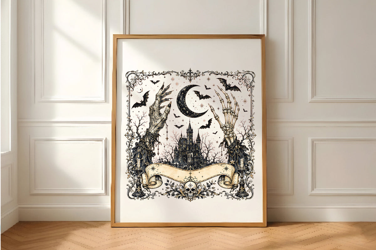 Gothic Halloween Skeleton Castle Dark PNG