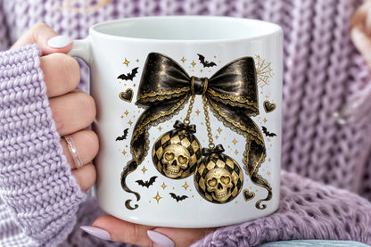 Gothic Halloween Skull Bow PNG Cute Spooky Sublimation