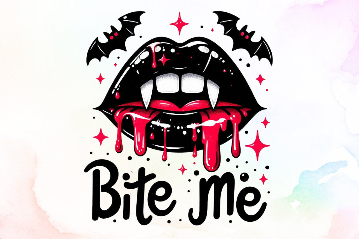 Bite Me Gothic Halloween Vampire Sublimation PNG