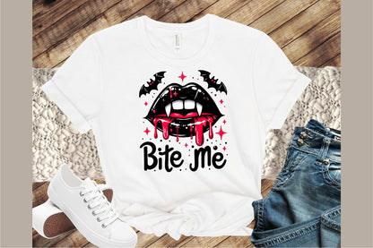 Bite Me Gothic Halloween Vampire Sublimation PNG