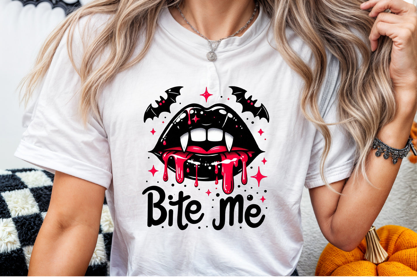 Bite Me Gothic Halloween Vampire Sublimation PNG