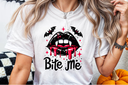Bite Me Gothic Halloween Vampire Sublimation PNG