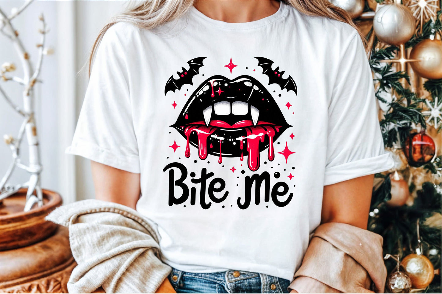 Bite Me Gothic Halloween Vampire Sublimation PNG