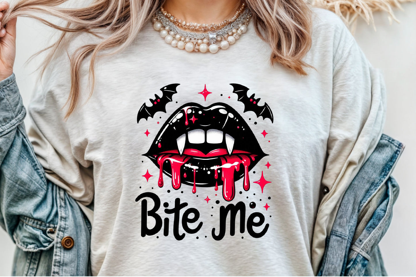 Bite Me Gothic Halloween Vampire Sublimation PNG
