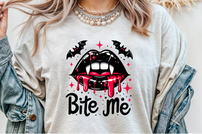 Bite Me Gothic Halloween Vampire Sublimation PNG