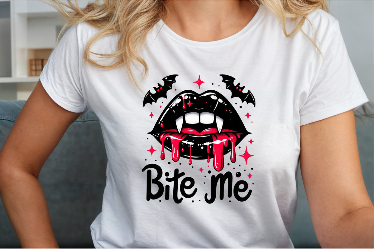 Bite Me Gothic Halloween Vampire Sublimation PNG