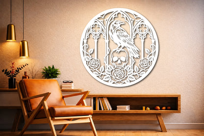 Gothic Raven Skull Laser Cut SVG