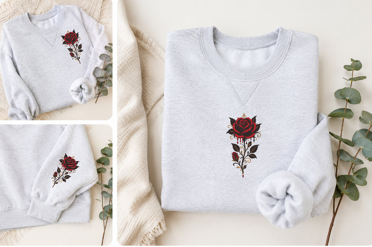 Gothic Rose Embroidery Design