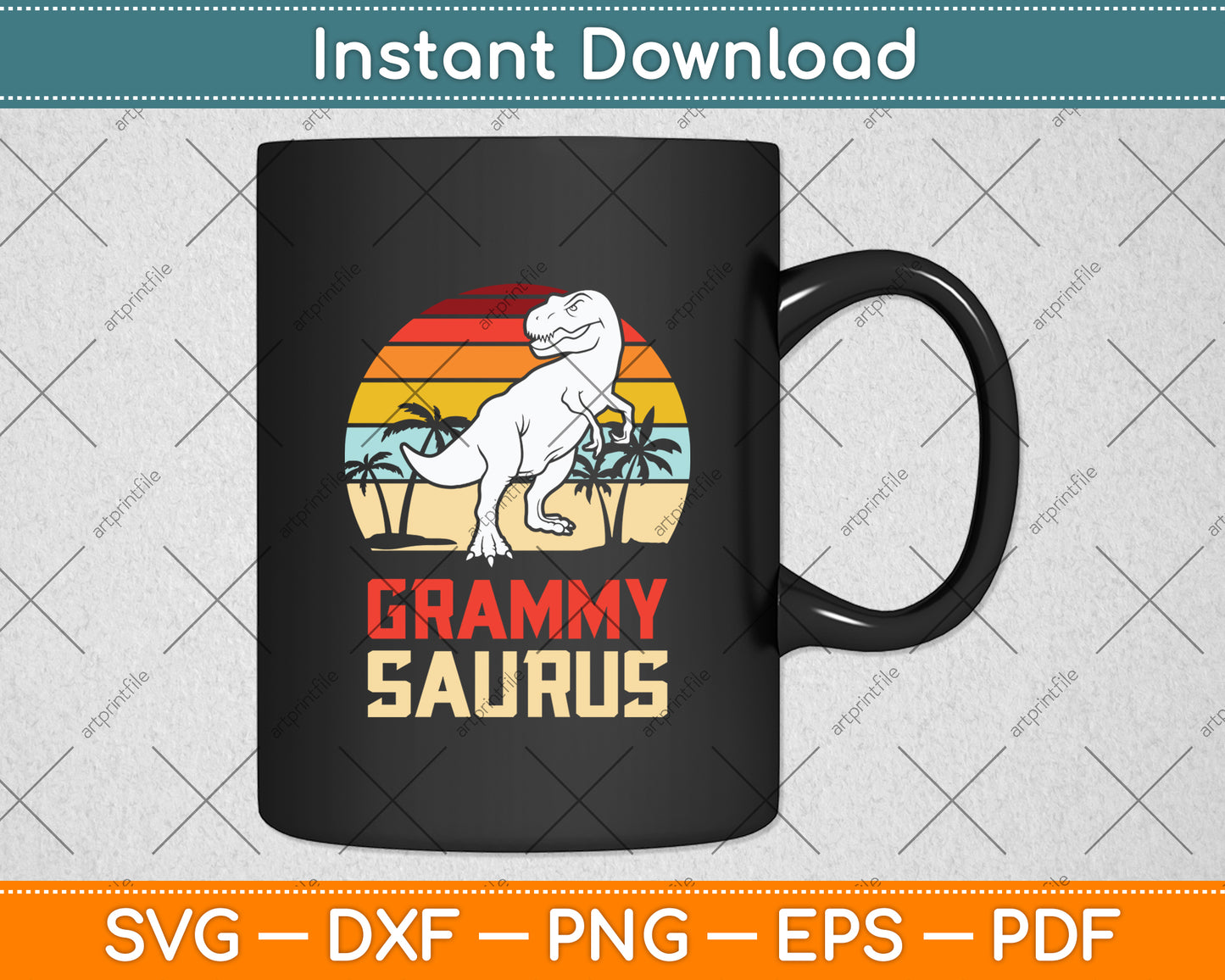 Grammy Saurus Dinosaur Funny Retro Vintage Svg Digital Cutting File