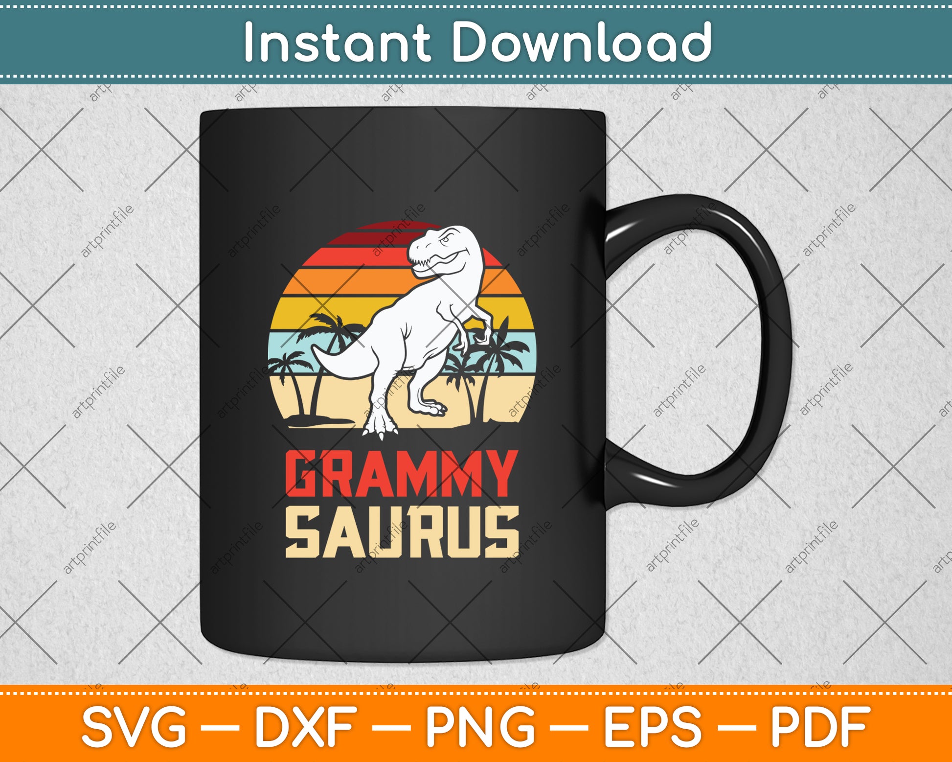 Grammy Saurus Dinosaur Funny Retro Vintage Svg Digital Cutting File