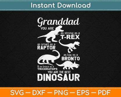 Grandad You Are The Best Dinosaur Funny Father's Day Svg Digital Cutting File
