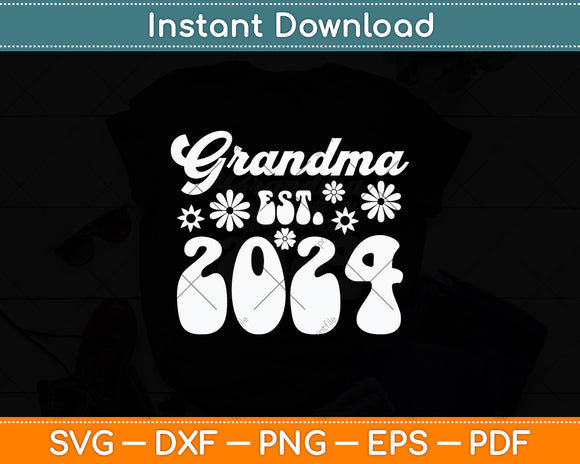 Grandma Est 2024 Retro Mother's Day Svg Digital Cutting File