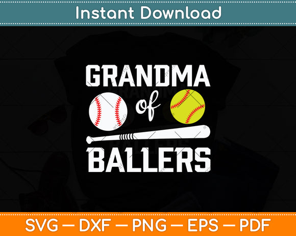 Grandma Of Ballers Funny Baseball Mothers Day Svg Digital Cutting File