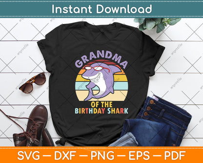 Grandma Of The Birthday Shark Retro Vintage Svg Digital Cutting File