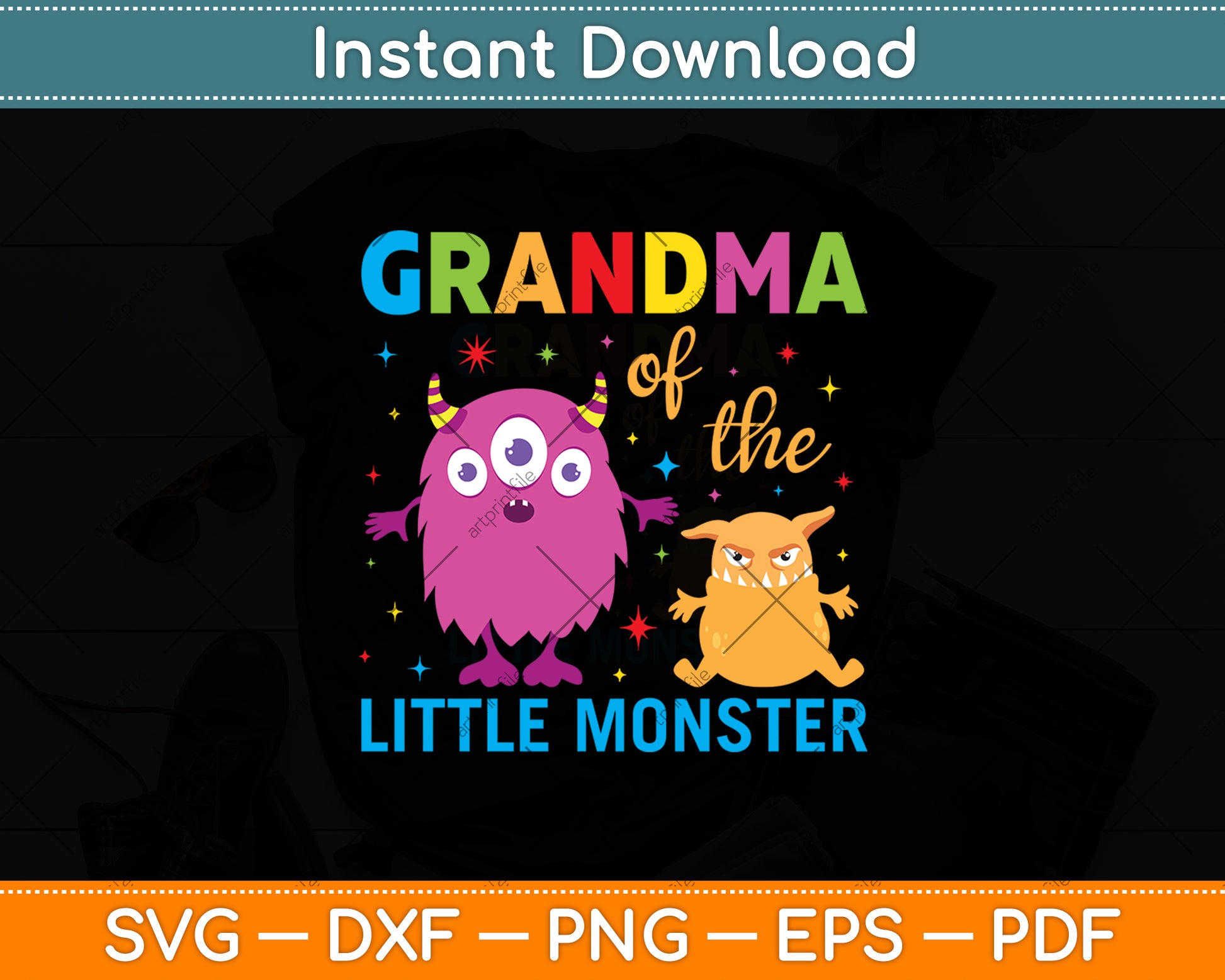 Grandma Of The Little Monster Birthday Family Monster Svg Digital Cutting  File