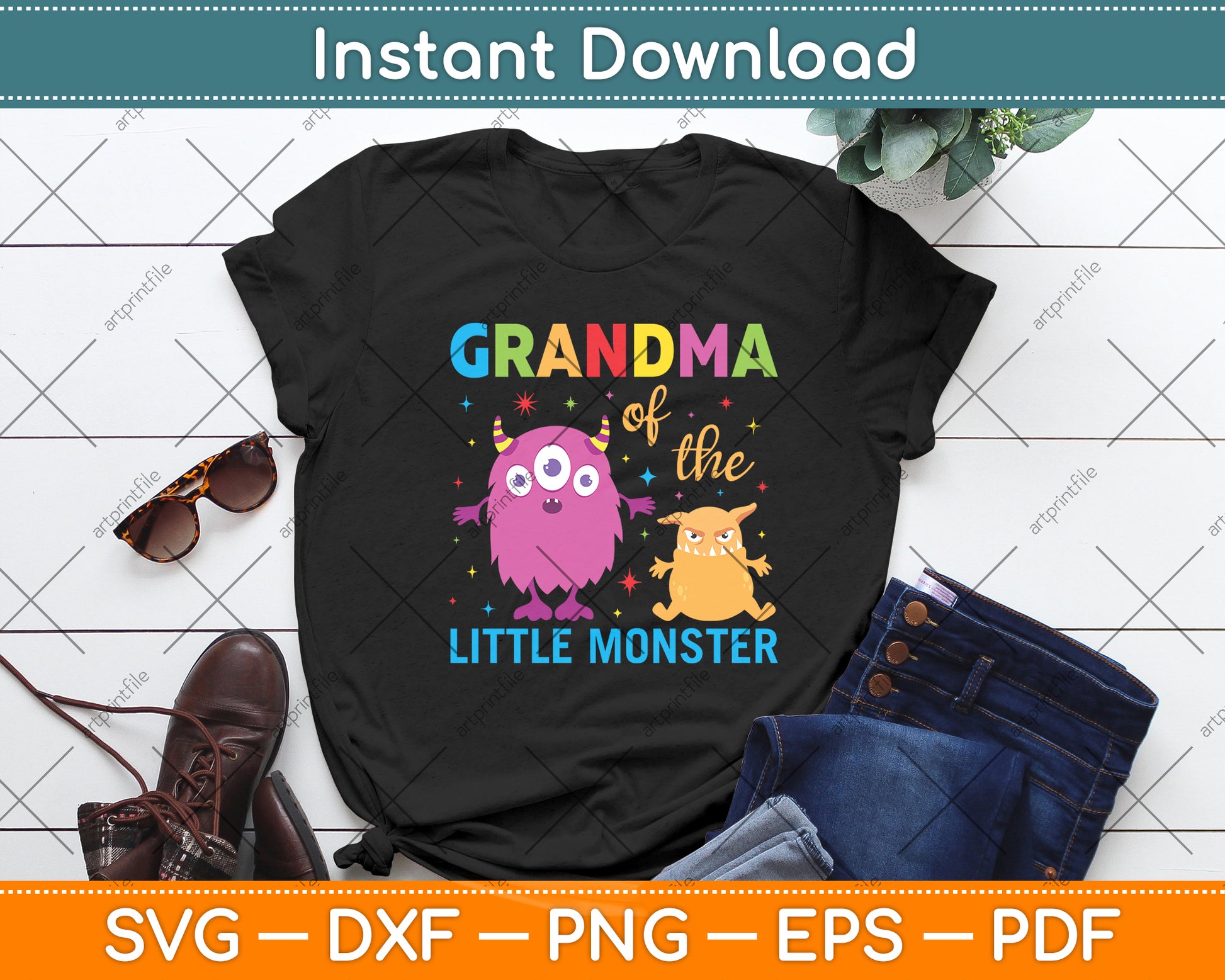 Grandma Of The Little Monster Birthday Family Monster Svg Digital Cutting  File