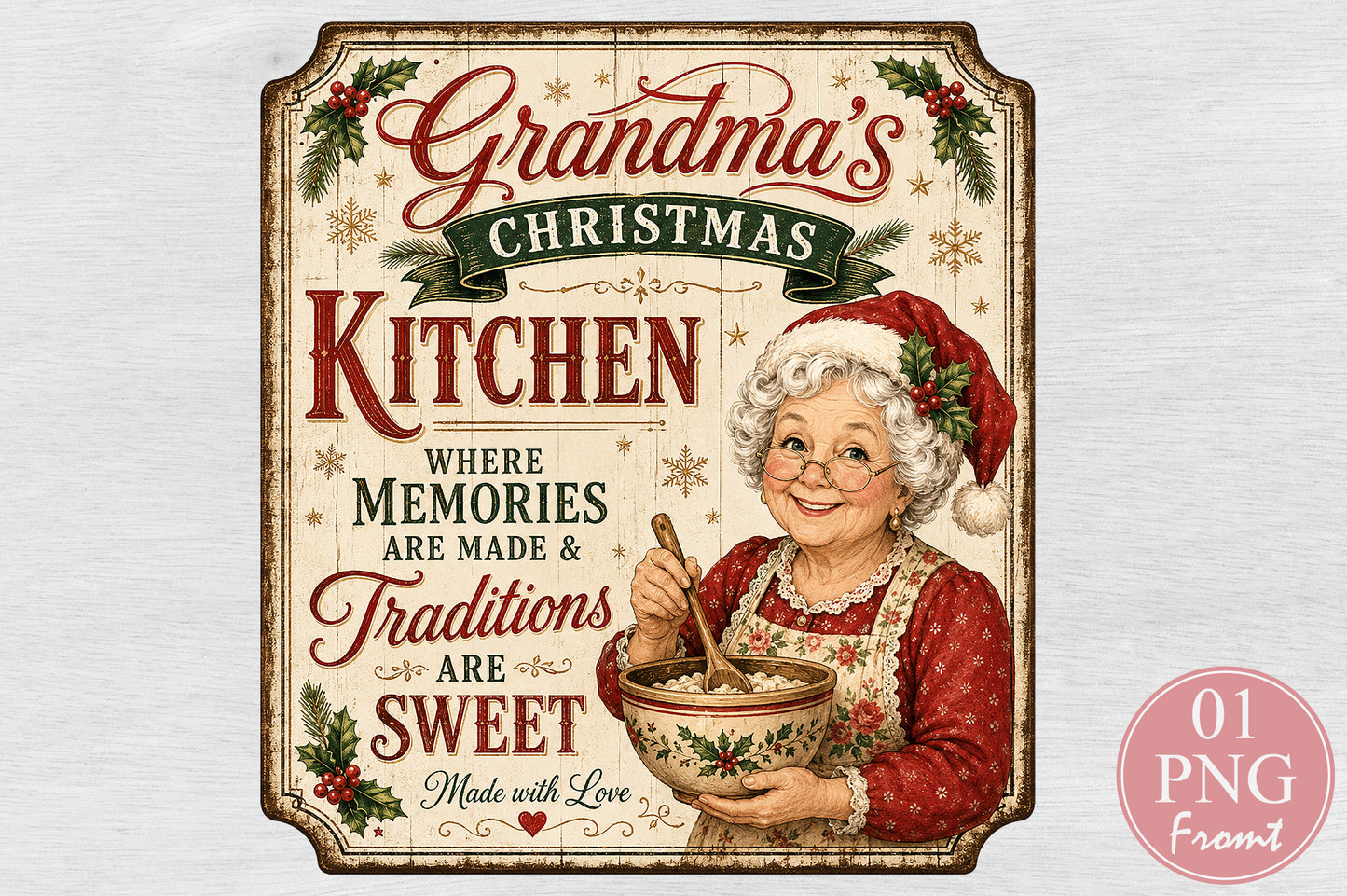 Grandma’s Christmas Kitchen PNG Sublimation Design