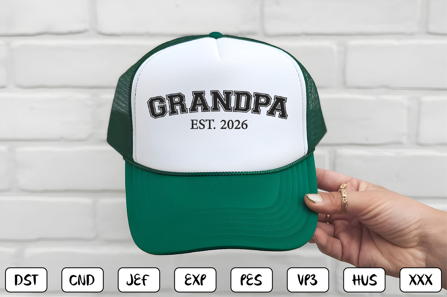 Grandpa EST 2026 Embroidery Design, Proud Grandpa Machine Embroidery Pattern, Grandfather Embroidery Design