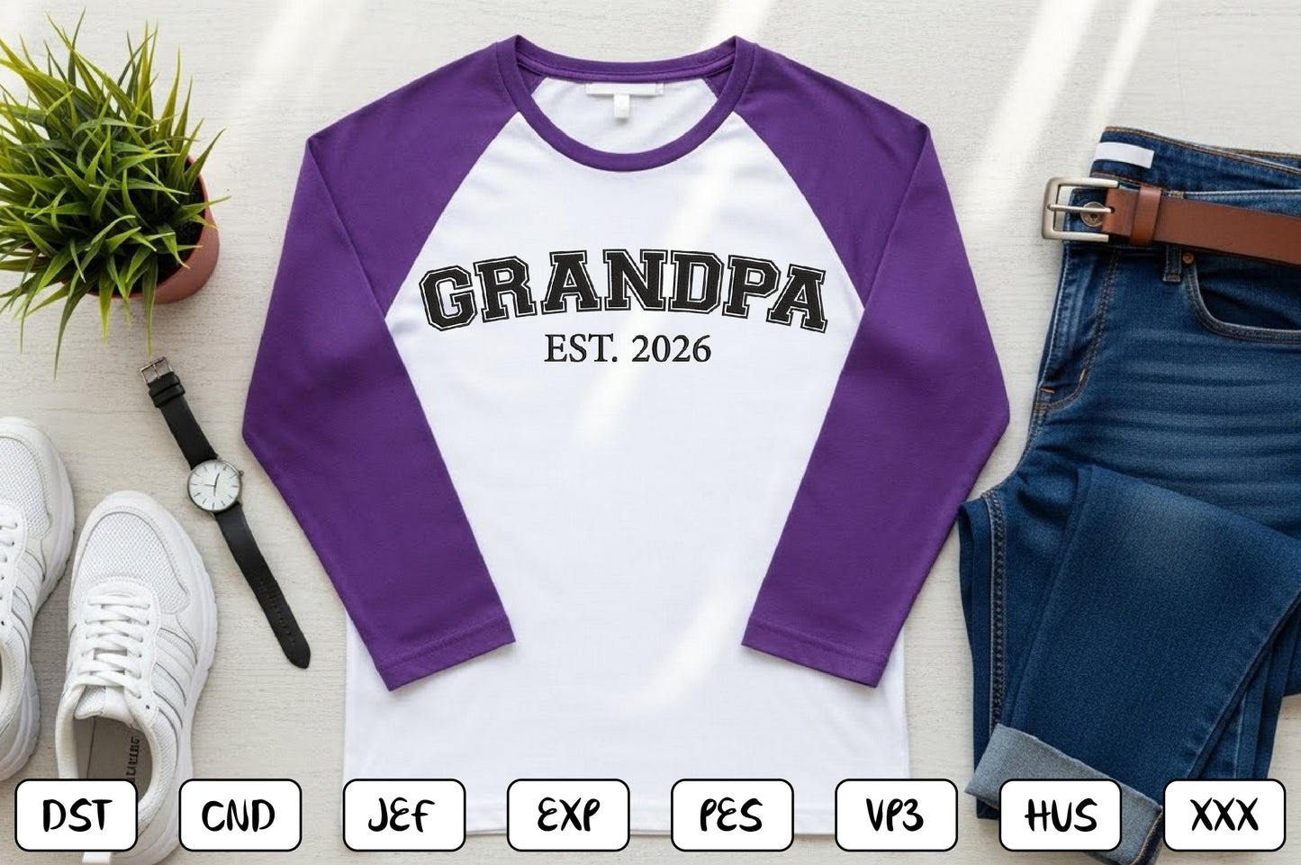 Grandpa EST 2026 Embroidery Design, Proud Grandpa Machine Embroidery Pattern, Grandfather Embroidery Design