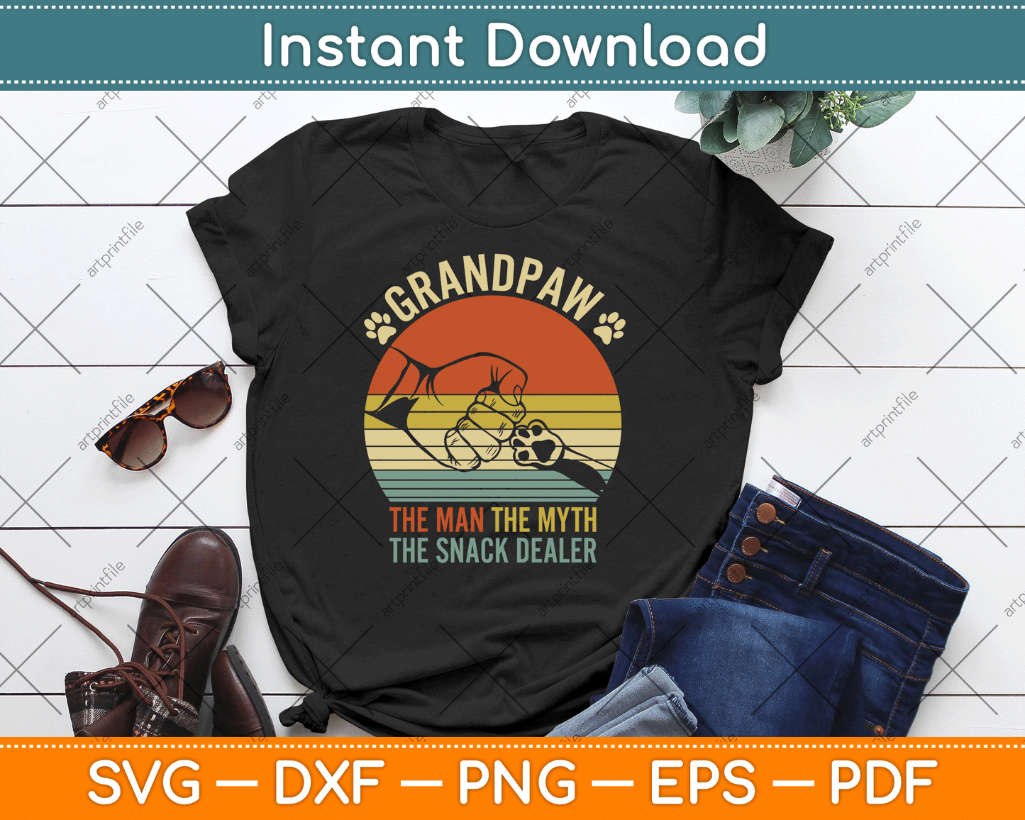 Grandpaw The Myth The Snack Dealer Fathers Day Dog Grandpa SVG Digital Cutting File