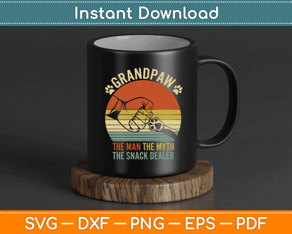 Grandpaw The Myth The Snack Dealer Fathers Day Dog Grandpa SVG Digital Cutting File