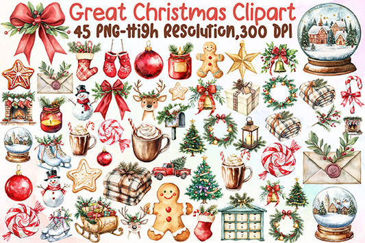 Great Christmas Clipart Bundle PNG