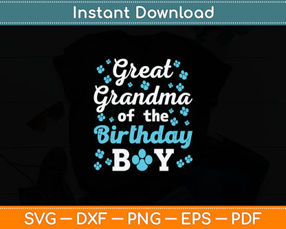 Great Grandma Of The Birthday Boy Dog Paw Bday Party Svg Digital Cutting File