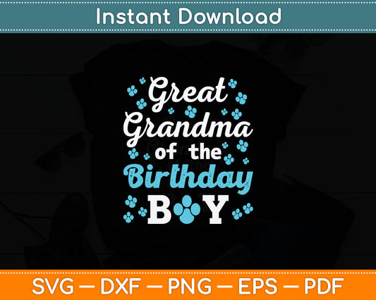 Great Grandma Of The Birthday Boy Dog Paw Bday Party Svg Digital Cutting File