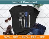 Grilling Tools Blue Line American Flag 4th Of July Svg Digital Cutting File