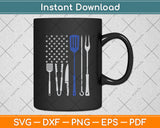 Grilling Tools Blue Line American Flag 4th Of July Svg Digital Cutting File