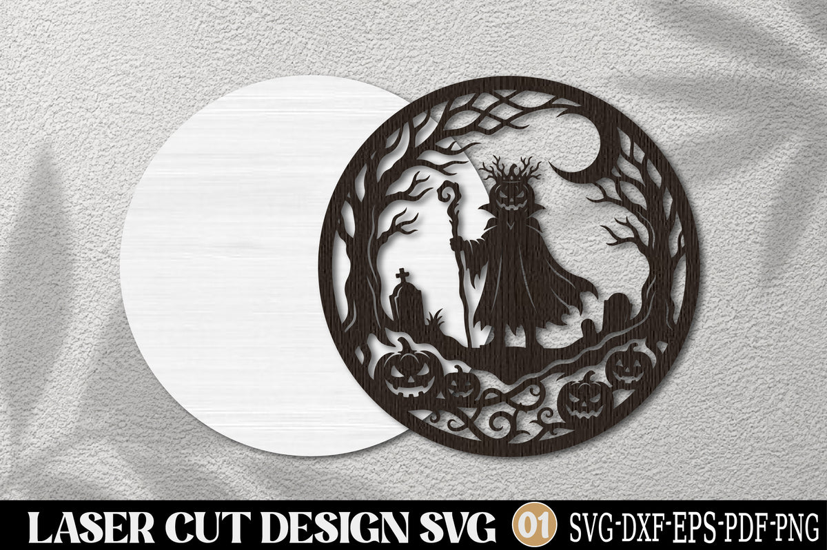 Grim Reaper Halloween Laser Cut SVG | Spooky Halloween Ornament Design