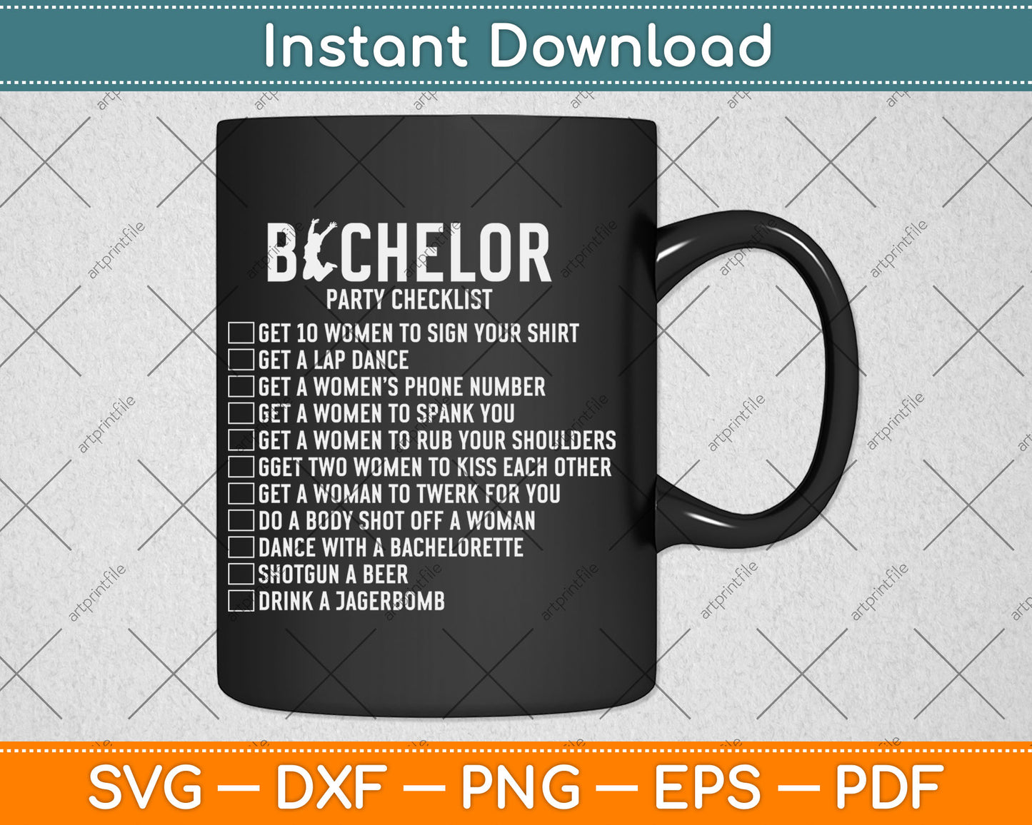 Groomsmen Groom Squat Men Bachelor Supplies Party Checklist Svg Digital Cutting File