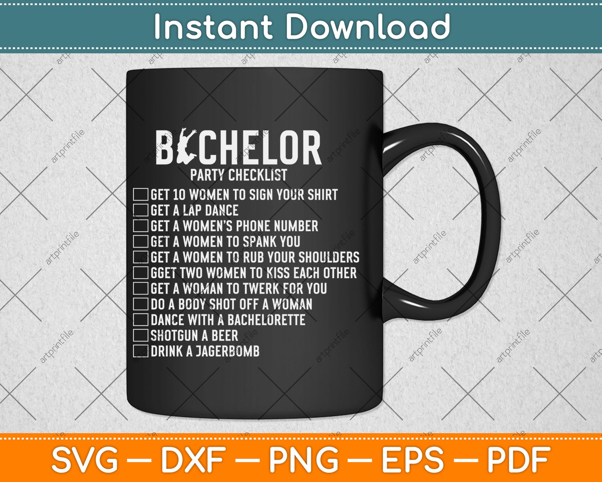 Groomsmen Groom Squat Men Bachelor Supplies Party Checklist Svg Digital Cutting File