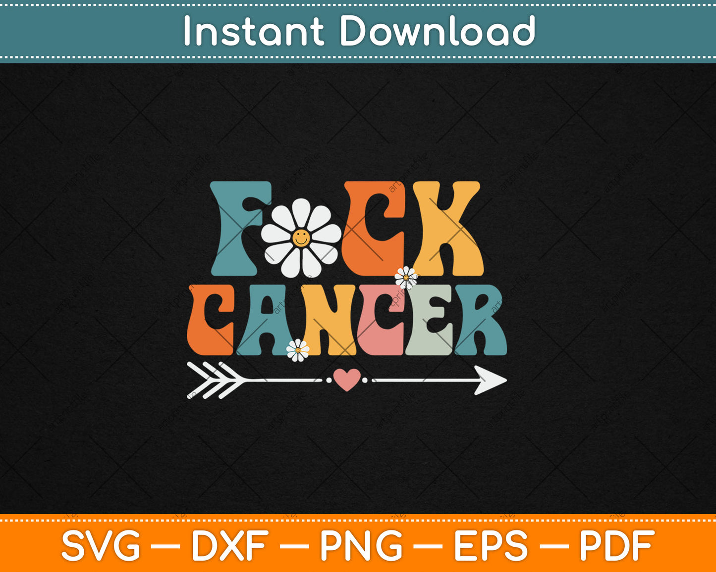 Groovy Fuck Cancer I Hate Cancer Breast Cancer Awareness Svg Digital Cutting File