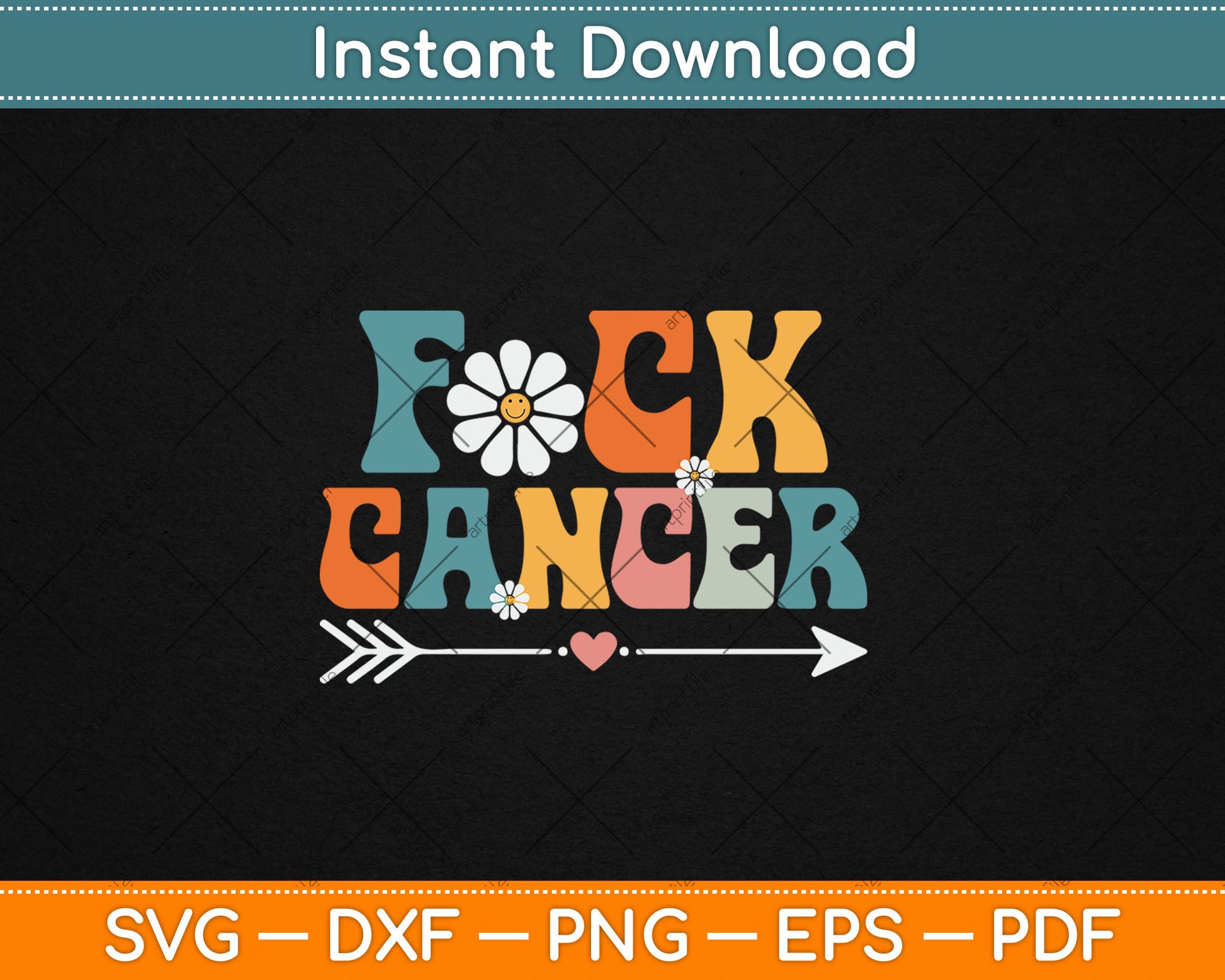 Groovy Fuck Cancer I Hate Cancer Breast Cancer Awareness Svg Digital Cutting File
